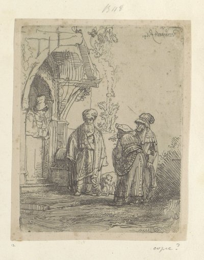 Drie oosterse figuren Colección de ochenta y cinco grabados originales (título de la serie) de Rembrandt van Rijn