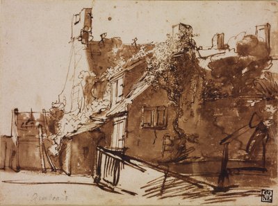 Casa de Campo a la Luz del Sol de Rembrandt van Rijn