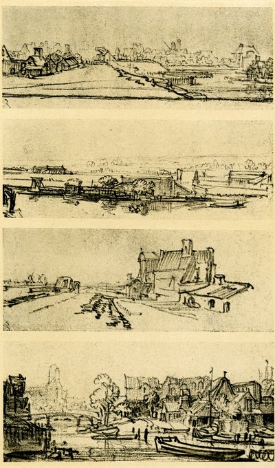 Cuatro estudios de paisaje de Rembrandt van Rijn