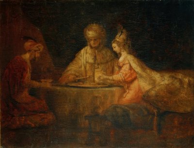 Banquete de Ester con Asuero y Amán de Rembrandt van Rijn