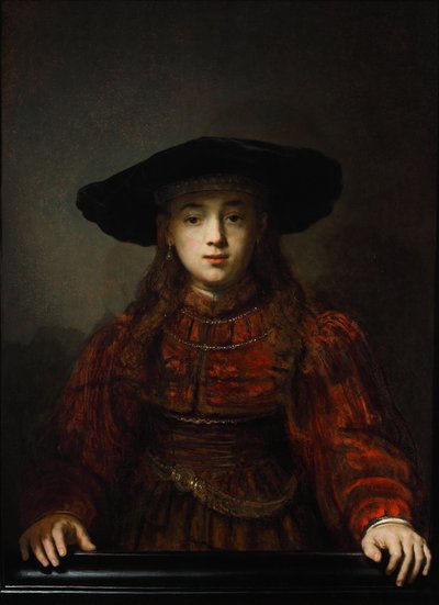 Niña en un marco de cuadro, 1641 de Rembrandt van Rijn