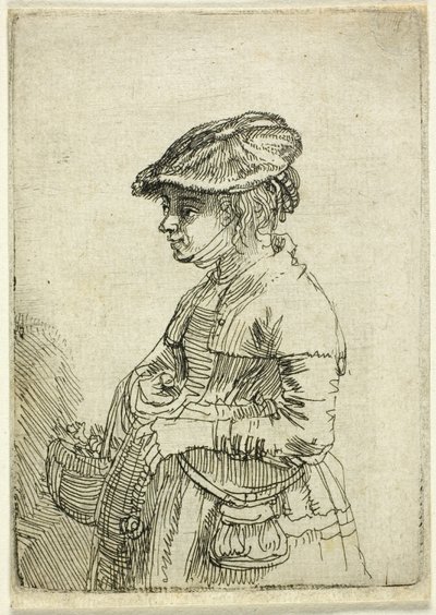 Niña con una cesta de Rembrandt van Rijn