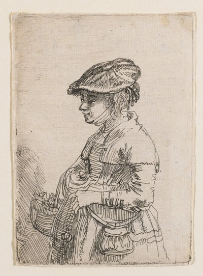 Chica con una cesta de Rembrandt van Rijn