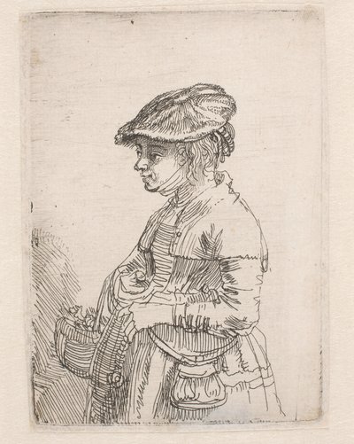 Niña con una cesta de Rembrandt van Rijn