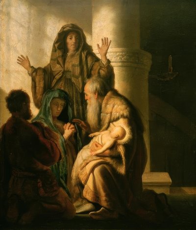 Ana y Simeón en el templo de Rembrandt van Rijn