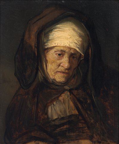 Cabeza de una mujer anciana, 1655-60 de Rembrandt van Rijn