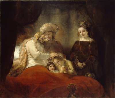 Jacob bendiciendo a Efraín y Manasés, 1656 de Rembrandt van Rijn