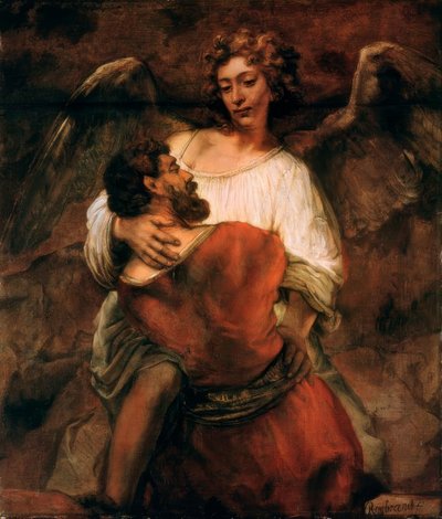 La lucha de Jacob con el ángel de Rembrandt van Rijn
