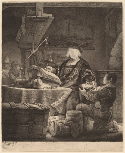 Jan Uytenbogaert, "El pesador de oro" de Rembrandt van Rijn