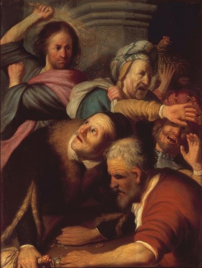 Jesús expulsa a los cambistas del templo de Rembrandt van Rijn