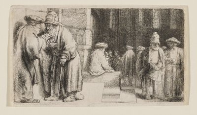 Judíos en una sinagoga de Rembrandt van Rijn
