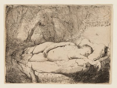 Júpiter y Antíope: Placa más pequeña de Rembrandt van Rijn