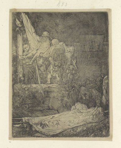 Descendimiento de la cruz a la luz de las antorchas Recueil de quatre-vingt-cinq estampes originales (título de la serie) de Rembrandt van Rijn
