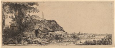 Paisaje con una cabaña y un gran árbol de Rembrandt van Rijn