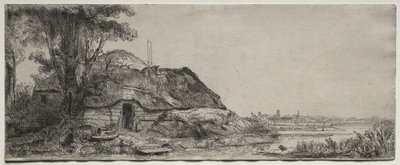 Paisaje con una cabaña y un gran árbol, 1641 de Rembrandt van Rijn