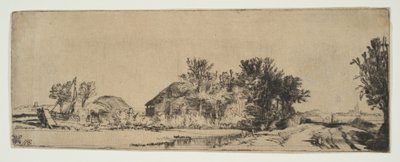 Paisaje con una granja junto a un camino al lado de un canal, ca. 1652 de Rembrandt van Rijn