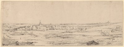 Paisaje con Vista hacia Haarlem (El Campo del Pesador de Oro) de Rembrandt van Rijn