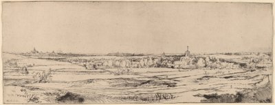 Paisaje con vista hacia Haarlem El campo del pesador de oro, 1651 de Rembrandt van Rijn