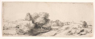 Paisaje con un lechero de Rembrandt van Rijn