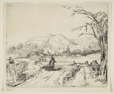 Paisaje con un Pastor y un Perro, ca. 1653 de Rembrandt van Rijn