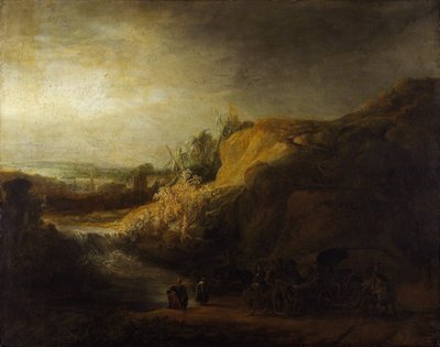 Paisaje con el bautismo del eunuco de Rembrandt van Rijn
