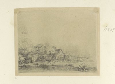 Landschap conoció a Drinkende Koe Colección de ochenta y cinco grabados originales (título de la serie) de Rembrandt van Rijn