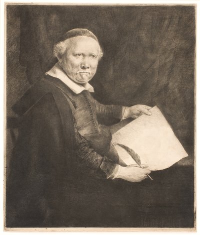 Lieven Willemsz van Coppenol, maestro de escritura: la placa más grande de Rembrandt van Rijn