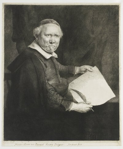 Lieven Willemsz. van Coppenol, maestro calígrafo: la lámina más grande de Rembrandt van Rijn