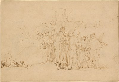 Lot y su familia dejando Sodoma de Rembrandt van Rijn