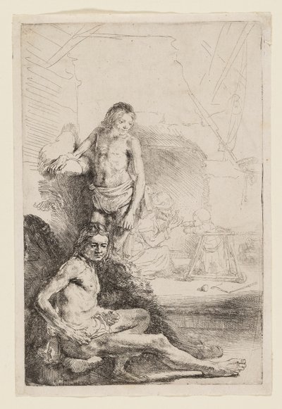 Desnudo Masculino Sentado y de Pie de Rembrandt van Rijn
