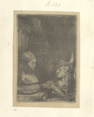 Hombre, dibujo de un modelo de yeso Recueil de quatre-vingt-cinq estampes originales (título de la serie) de Rembrandt van Rijn