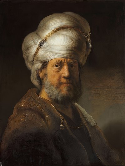 Hombre con traje oriental de Rembrandt van Rijn