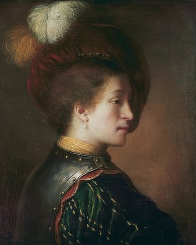 Hombre con sombrero de plumas de Rembrandt van Rijn