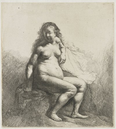 Mujer desnuda sobre un montículo
Mujer desnuda en un montículo de Rembrandt van Rijn