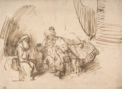 Natán amonestando a David, 1650-55 de Rembrandt van Rijn