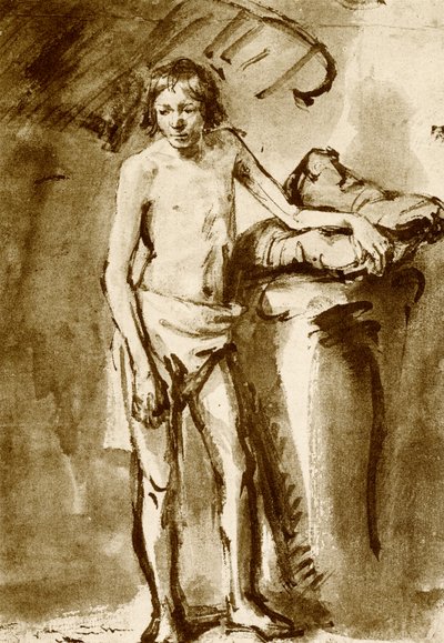 Dibujo desnudo de un joven de Rembrandt van Rijn
