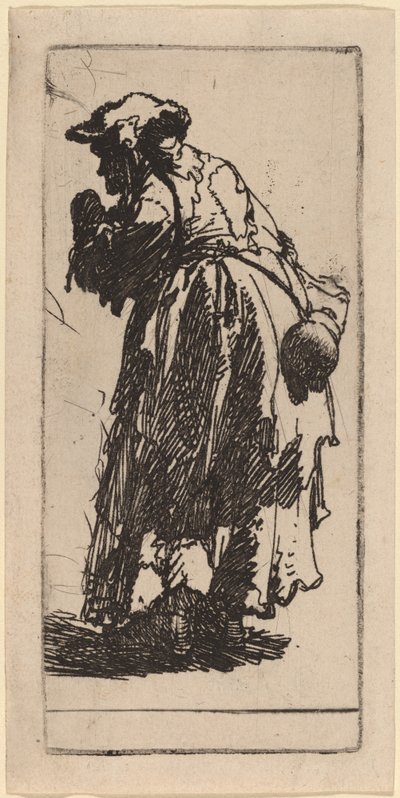 Vieja mendiga con una calabaza de Rembrandt van Rijn