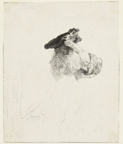 Anciano que se protege los ojos con la mano de Rembrandt van Rijn
