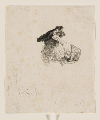 Anciano que se protege los ojos con la mano de Rembrandt van Rijn
