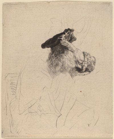 Viejo hombre sombreando sus ojos con su mano, c. 1639 de Rembrandt van Rijn