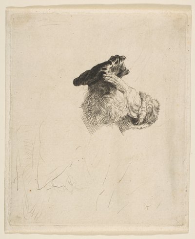 Viejo hombre sombreando sus ojos con su mano, ca. 1639 de Rembrandt van Rijn