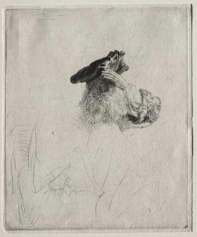 Viejo Hombre Sombreando sus Ojos con su Mano, c. 1639 de Rembrandt van Rijn