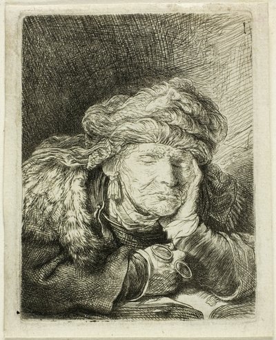 Anciana durmiendo de Rembrandt van Rijn