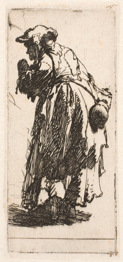 Anciana mendiga con una calabaza de Rembrandt van Rijn