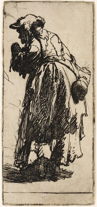 Vieja Mendiga con una Calabaza, c. 1629 de Rembrandt van Rijn