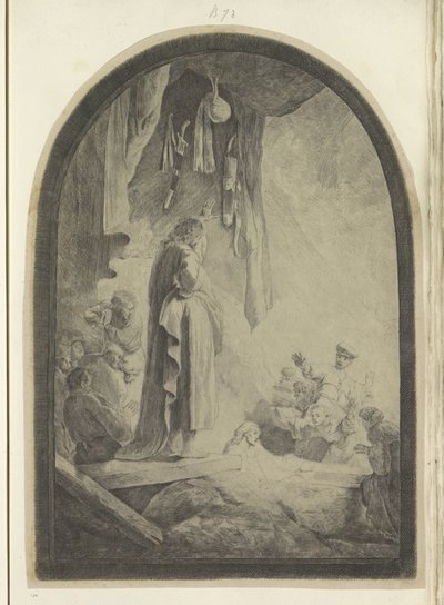 Opwekking van Lazarus: grote plaat Colección de ochenta y cinco grabados originales (título de la serie) de Rembrandt van Rijn