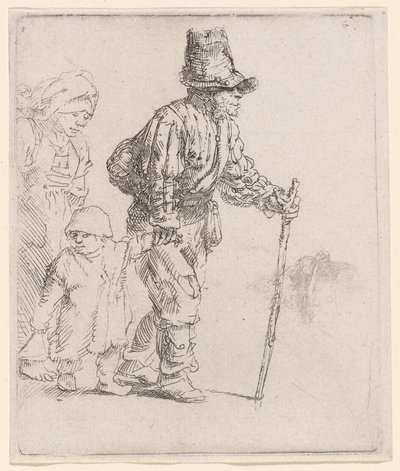 Familia campesina en el camino de Rembrandt van Rijn