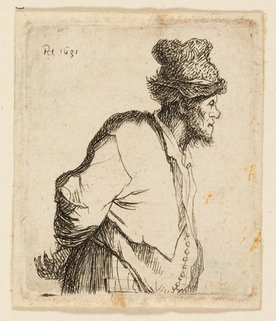 Campesino con las manos detrás de la espalda de Rembrandt van Rijn