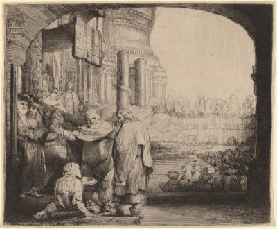Pedro y Juan Sanando al Lisiado en la Puerta del Templo de Rembrandt van Rijn