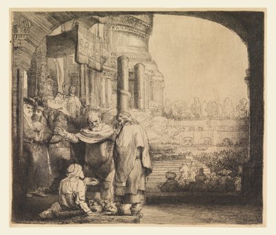 Pedro y Juan en la puerta del templo de Rembrandt van Rijn